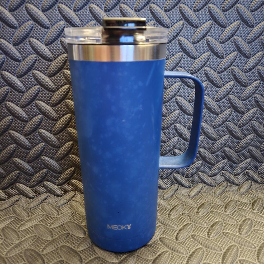Meoky 16oz Stainless Steel Insulated Travel Tumbler Blue Handle Lid